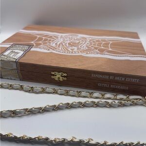 Handmade Purse made from Drew Estate Wooden Cigar Box with Gold Chain